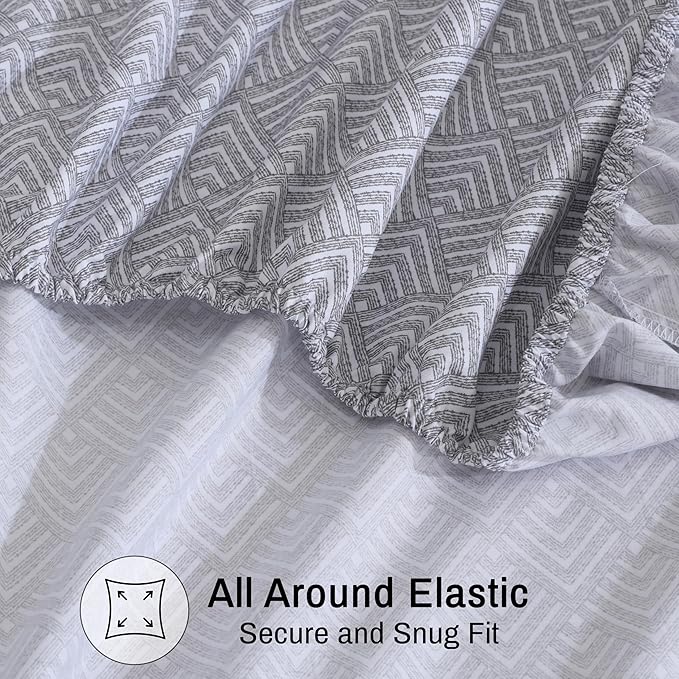 ZOYER 100% Cotton Sheets – Queen Size Percale Bedding, Cooling & Breathable, Durable with a Crisp, Soft & Comfortable Feel, 16" Deep Pocket, 4-Piece Set, Diamond Box