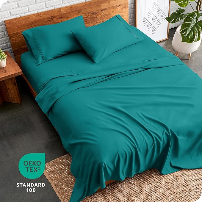 Bare Home Split King Sheet Set - 1800 Ultra-Soft Microfiber Bed Sheets - Double Brushed - Deep Pockets - Easy Fit - 5 Piece Set - Bedding Sheets & Pillowcases (Split King, Emerald)
