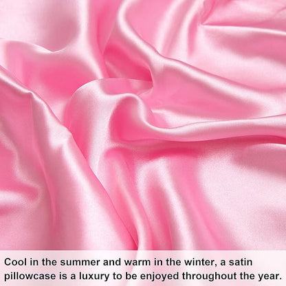 NTBAY 2 Pack Satin King Pillowcases for Hair and Skin, Luxurious and Silky Pillow Cases with Envelope Closure, 20x40 Inches, Pink