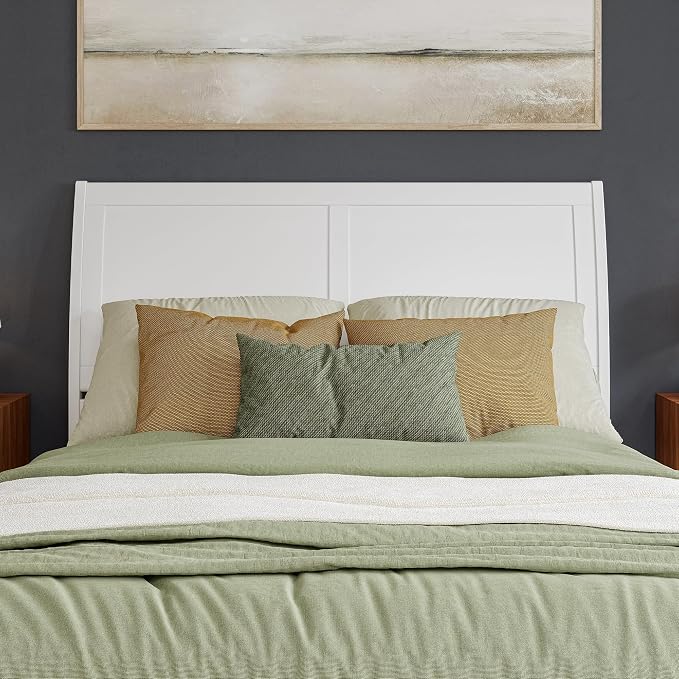 AFI, Portland Queen Sleigh Solid Wood Panel Headboard, White