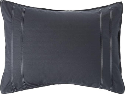 Eddie Bauer - Queen Comforter Set, Reversible Cotton Bedding with Matching Shams, Pre-Washed for Added Softness (Kingston Charcoal, Queen)