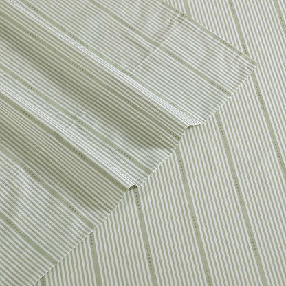 Nautica - Twin Size Sheets Set, Crisp & Tailored Floral Bedding with a Smooth Cotton Percale, Bed Sheets with Matching Pillowcase & Fitted Sheet (Ellipse Stripe Green)