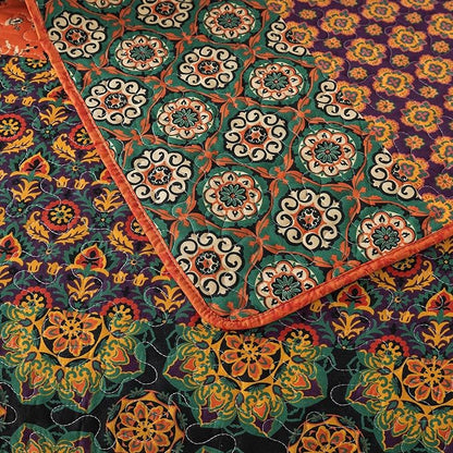 HoneiLife Quilt Sets Queen Size - 3 Pieces Microfiber Quilt Lightweight Bedspreads Wildflower Coverlets Retro Bed Cover Queen Quilt Bedding Set All Season Quilts-Pumpkin