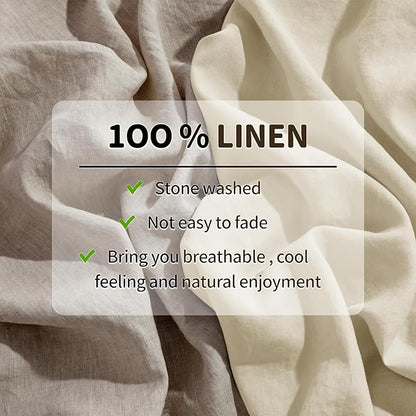 LBRO2M 100% Pure Linen Sheet Set Deep Pocket Up to 16" Bed Sheets Sets, Natural Flax Beddings Soft, Breathable, Comfortable for All Seasons 6 Pcs Sheet Set Cal King Size, Beige