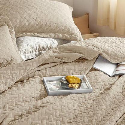 Bedsure Quilts Queen Size - Lightweight Bedspreads Queen Size with Basket Weave Pattern, Soft Quilt Bedding Set, Hazel Comforter Set Coverlet for All Seasons with 2 Pillow Shams (90" x 96") | Skin-Friendly Soft, All-Season Comfort, Breathable, Lightwei...
