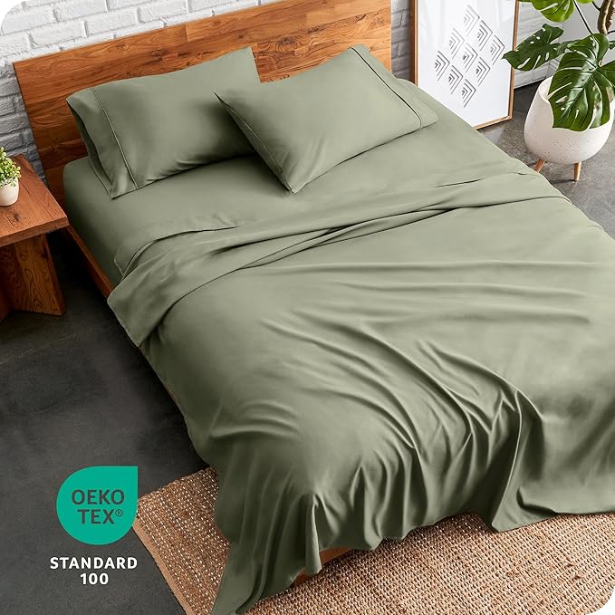 Bare Home Split King Sheet Set - 1800 Ultra-Soft Microfiber Bed Sheets - Double Brushed - Deep Pockets - Easy Fit - 5 Piece Set - Bedding Sheets & Pillowcases (Split King, Sage)