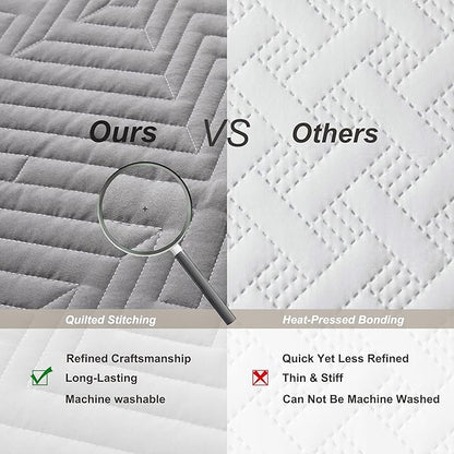 Oli Anderson Queen Quilt Set, Grey Lightweight Soft Bedspread Coverlet, Basket Weave Pattern Bedding, 3PCS Modern Geometric Stitching Textured Comforter Sets (1 Quilt and 2 Pillow Shams)
