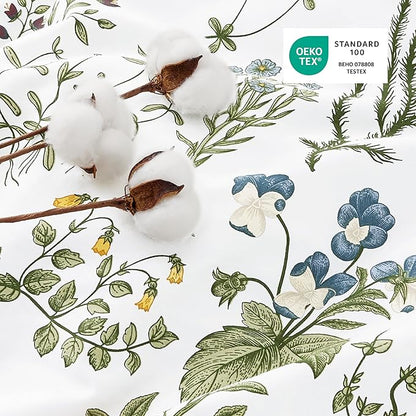 Bedsure Duvet Cover Full Size - 100% Cotton Reversible Floral Full Duvet Cover Set with Zipper Closure, 3 Pieces Soft & Breathable PureWoven Green Bedding Set with 2 Pillow Shams 20"x26"