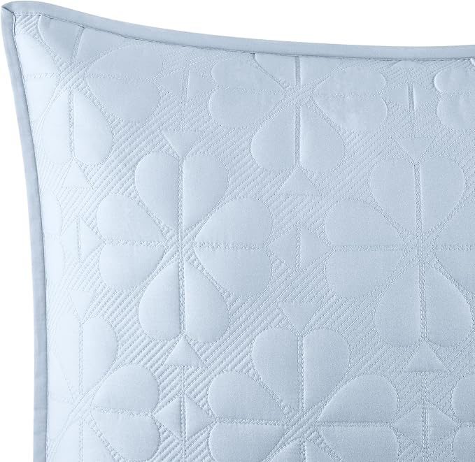 kate spade new york Spade Floral Euro Sham, 26" x 26" Spring Pillow Cover, Single 100% Cotton Sateen Cover, Machine Washable, Halogen Blue