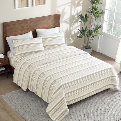 ClevaHome Classic Stripe Sheet Set - 3 Pieces Super Soft & Breathable Bed Sheet Set with Deep Pocket, Enhanced Comfort & Easy Care (Twin, Desert Stripe)