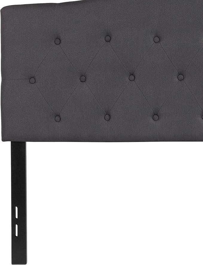 EMMA + OLIVER Tufted Upholstered Full Size Headboard in Dark Gray Fabric