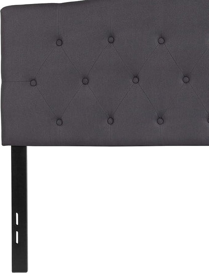 EMMA + OLIVER Tufted Upholstered Full Size Headboard in Dark Gray Fabric