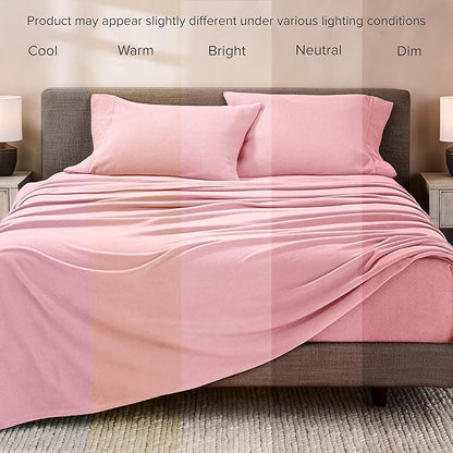 Bare Home Super Soft Fleece Sheet Set - Twin Size - Extra Plush Polar Fleece, No-Pilling Bed Sheets - All Season Cozy Warmth (Twin, Light Pink)
