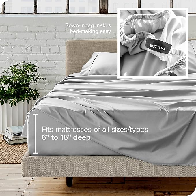 Bare Home Full Sheet Set - 1800 Ultra-Soft Microfiber Full Bed Sheets - Double Brushed - Deep Pockets - Easy Fit - 4 Piece Set - Bedding Sheets & Pillowcases (Full, Cloud Grey)