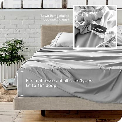 Bare Home Split California King Sheet Set - 1800 Ultra-Soft Microfiber Bed Sheets - Double Brushed - Deep Pockets - Easy Fit - 5 Piece Set - Bed Sheets (Split Cal King, Cloud Grey)