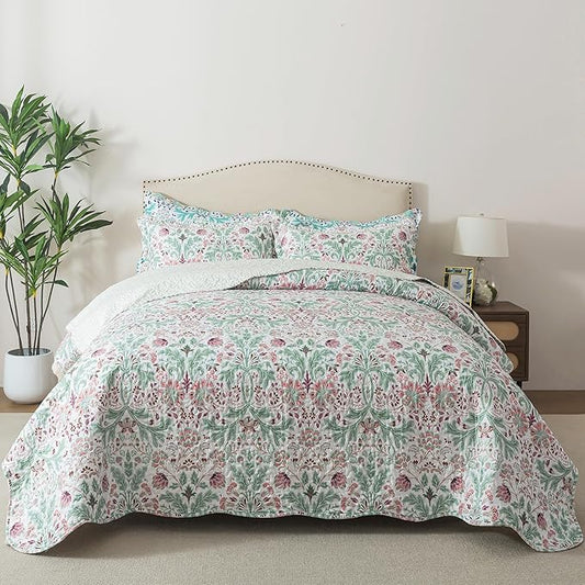 HoneiLife Quilt Set Queen Size - Microfiber Bedspreads for Queen Bed, Reversible Coverlet Lightweight Bedcover Quilt Bedding Sets for Queen Bed