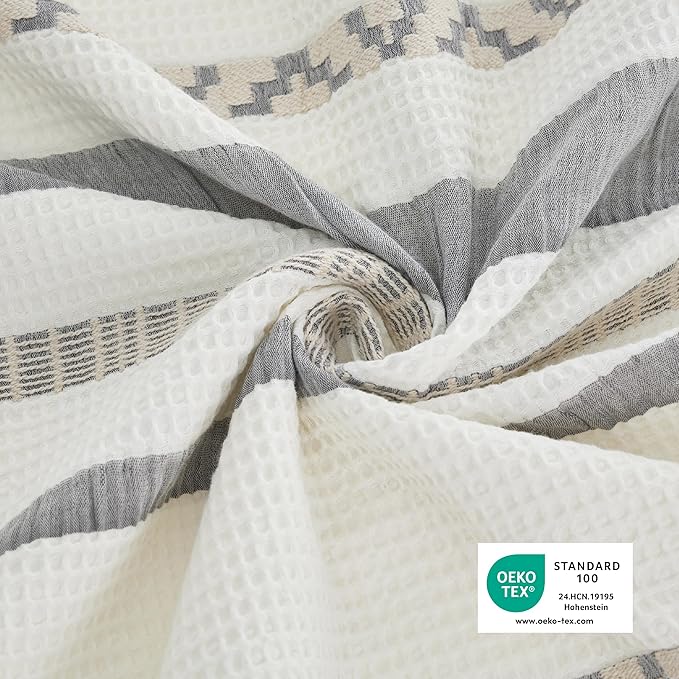 Bedsure Waffle Weave Duvet Cover Queen - 100% Cotton Boho Duvet Cover Set with 2 Pillowcases - Extra Soft Cream White Textured Comforter Cover with Zipper Closure (Queen, 90"x90")