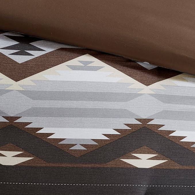 Woolrich Rustic Lodge Cabin Comforter Set - All Season Down Alternative Warm Bedding Layer and Matching Shams, Oversized Cal King, Bitter Creek, Grey/Brown