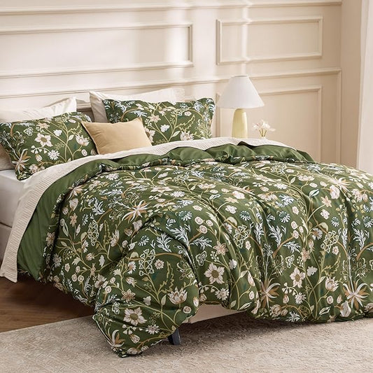 Bedsure Duvet Cover King Size - Vintage Botanicals Duvet Cover Set with Zipper Closure, 3 Pieces Boa Bedding Set with 8 Corner Ties and 2 Pillow Shams 20"x36"