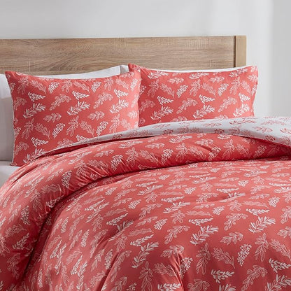Nestl Full Size Comforter Sets - Pink Bed in a Bag Full Size, 3 Pieces Reversible Bed Set, Soft Floral Bedding Set, All Season Botanical Comforters with Pillow Shams