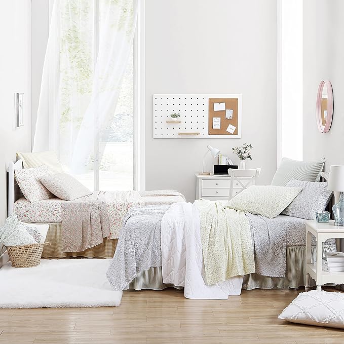 Laura Ashley - Standard Pillowcase Set, Breathable Percale Cotton Bedding, Crisp & Cool Home Decor (Norella Pink, 2 Piece)