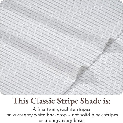 California Design Den Stripe Twin Sheets Set, 100% Cotton 12" Pocket Twin Size Sheets & Pillowcase Set. Soft Sateen Weave - Classic Stripe