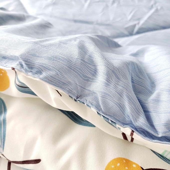 SDIII 3PCS Blue Floral Comforter Set Queen, Soft Microfiber Lightweight Blue Floral Comforter Queen, Vintage Coquette Bedding Quilt Set for All Season