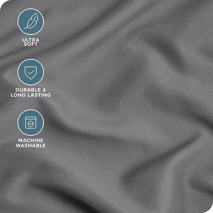 Bare Home Microfiber Pillow Cases - Standard Size Set of 2 - Cooling Pillowcases - Double Brushed - Easy Care - Envelope Closure (Standard Pillowcase Set of 2, Grey)