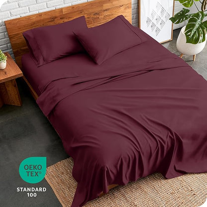 Bare Home Full Sheet Set - 1800 Ultra-Soft Microfiber Full Bed Sheets - Double Brushed - Deep Pockets - Easy Fit - 4 Piece Set - Bedding Sheets & Pillowcases (Full, Burgundy)