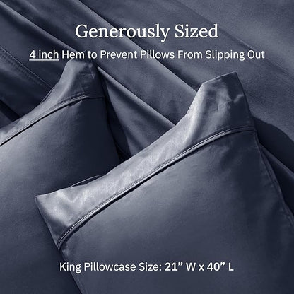 California Design Den King Size Pillowcase Set - 400 Thread Count, 100% Cotton Sateen, Set of 2 Pillow Covers, Soft and Breathable - Indigo Dusty Blue