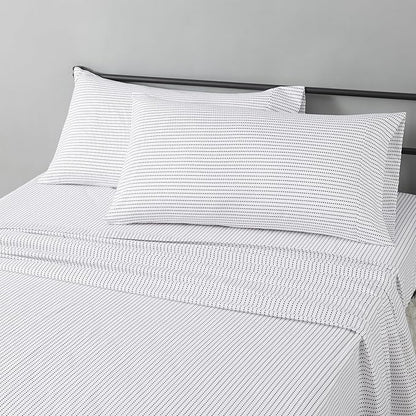 Amazon Basics Lightweight Microfiber 4-Piece Bed Sheet Set, Plum, Printed, King