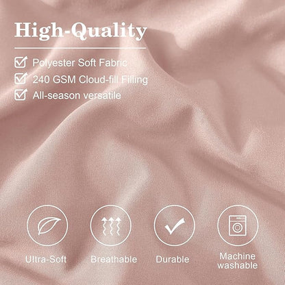 Monbix Full Comforter Set - 7 Pieces Light Pink Bed in a Bag Full Size Bedding Sets with Comforters, All Seasons Comforter with Sheets, Pillowcases & Shams