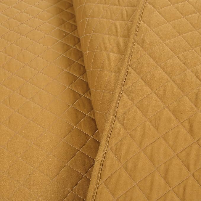 Lush Decor Ava Quilt Diamond Pattern Solid 3 Piece Oversized Bedding Blanket Bedspread Set - Full/Queen - Mustard