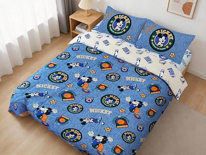 Northwest Disney Mickey Mouse Full Size Comforter Set, 5 Piece Reversible Design Ultra Soft Fade Resistant Microfiber Kids Bedding Set, Officially Licensed