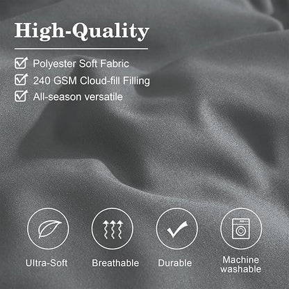 Monbix Queen Comforter Set - 7 Pieces Grey Bed in a Bag Queen Bedding Sets with Comforters, All Seasons Comforter Bed Set with Sheets,Pillowcases & Shams