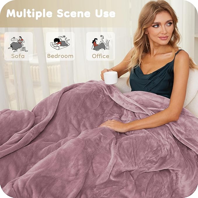 Electric Heated Blanket Full Size 72"×84", Breathable & Luxurious Flannel, Soft Warm Gift with Over-Heat Protection, 4 Heating Levels & 10 H Auto Shut Off, Machine Washable, Purple