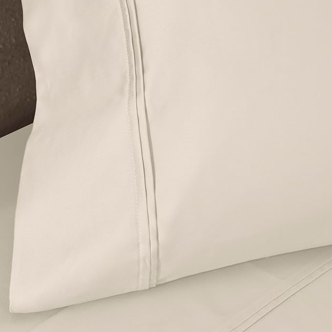 Superior 1200 Thread Count 100% Egyptian Cotton, Soft and Breathable, 2-Piece King Pillowcase Set Solid, Ivory