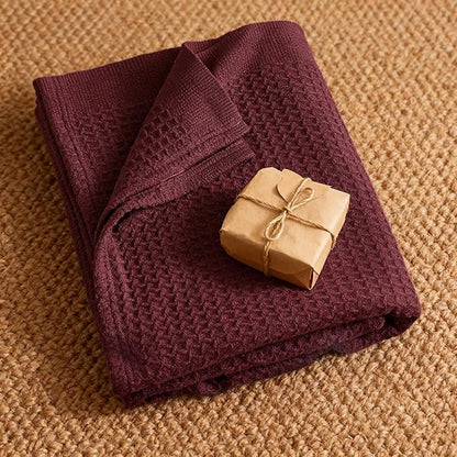 Bedsure Gentlesoft 100% Cotton Blanket Twin XL Size for College Dorm - Breathable and Soft for Spring Summer, Waffle Weave Twin Blanket for Bed, Dorm Room Essentials, Burgundy, 66x90 inches