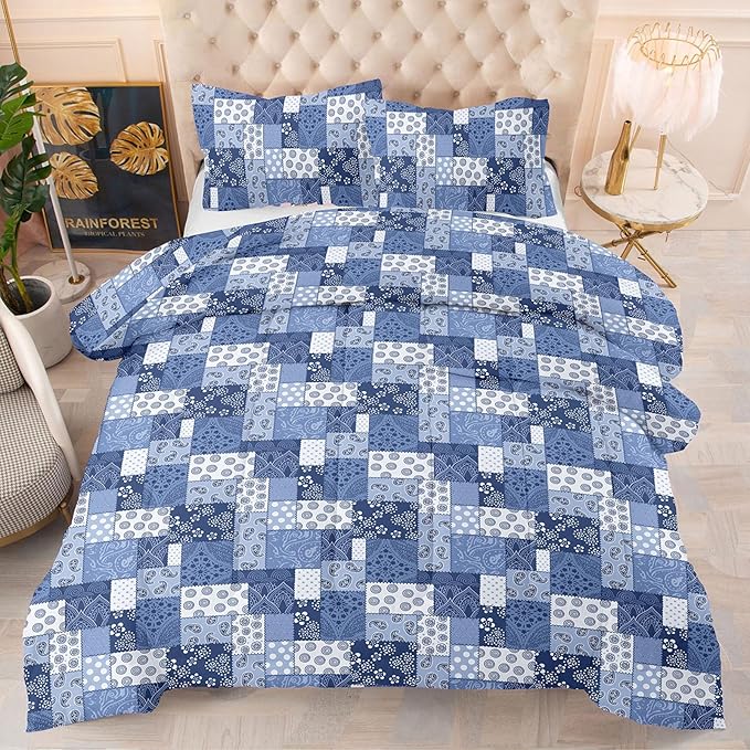 HighBuy King Size Comforter Set Jacquard Medallion Comforter Hotel Quality Dark Grey Blue King Comforters for Men Teens Boho Bedding Set 3 Piece Comforter Fluffy with 2 Pillowcases,Kids Boys