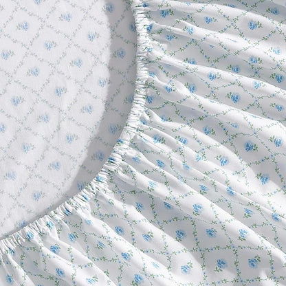 Laura Ashley - Sheet Set, Breathable Percale Cotton Bedding, 200 Thread Count, Deep Pocket, Chic Home Decor (Kate Blue, Twin)