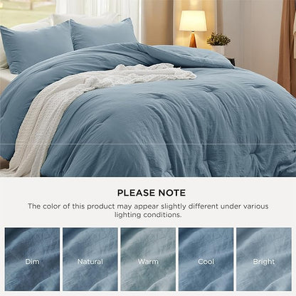 Bedsure Oversized King Comforter Set, Dusty Blue Soft Prewashed Bedding for All Seasons, 3 Pieces GentleSoft™ Bed Set, 1 Lightweight Comforter (120"x98") and 2 Pillowcases (20"x36")