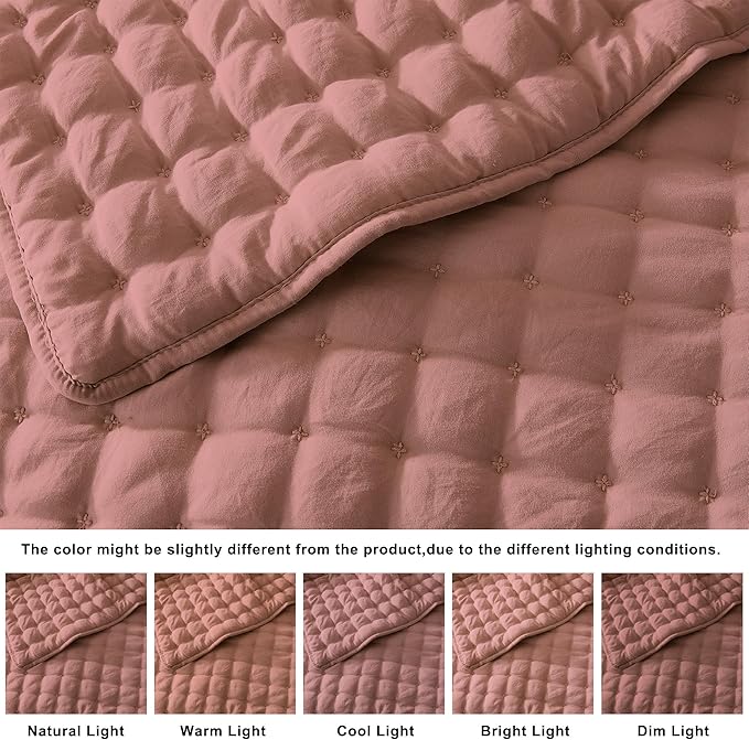 WDCOZY California Oversized Cal King Size Quilt Bedding Sets with 2 Pillow Shams, Lightweight Soft Bedspread Coverlet Bed Cover for All Season, 3 Pieces, 116x106 inches, Rose Red