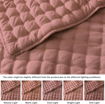 WDCOZY California Oversized Cal King Size Quilt Bedding Sets with 2 Pillow Shams, Lightweight Soft Bedspread Coverlet Bed Cover for All Season, 3 Pieces, 116x106 inches, Rose Red