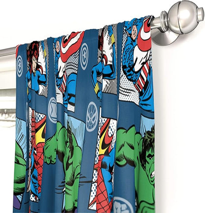 Jay Franco Marvel Avengers Fighting Team 84" Inch Drapes - Beautiful Room Décor & Easy Set Up, Bedding - Curtains Include 2 Tiebacks, 4 Piece Set (Official Marvel Product)