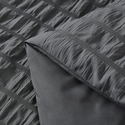 AveLom Seersucker Queen Comforter Set (90x90 inches), 3 Pieces- 100% Soft Washed Microfiber Lightweight Comforter with 2 Pillowcases, All Season Down Alternative Comforter Set for Bedding, Grey