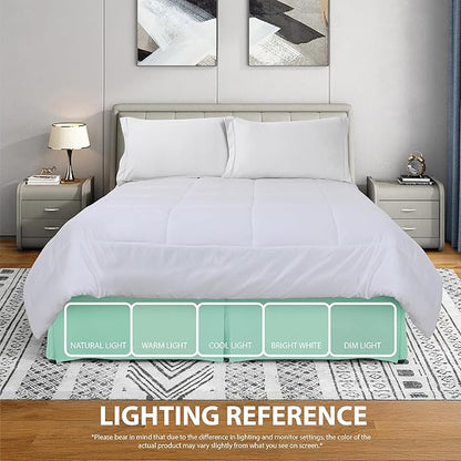 Cathay Home Double Brushed Microfiber Pleated Easy Fit Bed Skirt, Ultra Soft, Fade and Wrinkle Resistant - Sea Foam, Full