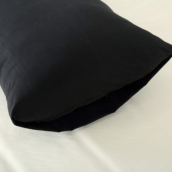 Evolive Ultra Soft Brushed Microfiber King Size 20"x40" Pillowcases Pair with Envelope Clousure Set of 2 (20"x40" King, Black)