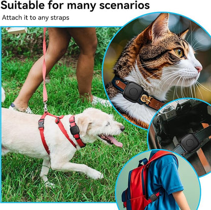 DDJ Waterproof Dog Collar Holder for Life360 Tile Mate Tracker, 4-Pack Durable Silicone Cover, Anti Lost for Tile Tracker Case for Cat & pet Collars, Easy Installation, Black, Pink Punch, Blue, Pink
