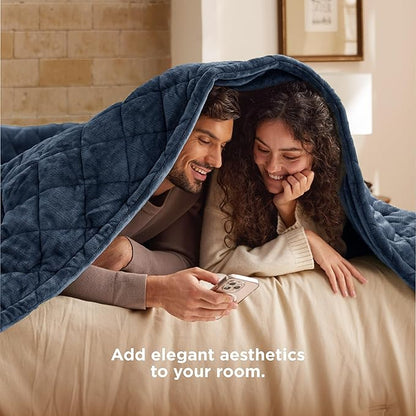 Bedsure Electric Blanket Queen Size - Dual Control Heated Weighted Blanket Queen with 10 Heat Settings, Fast Heating with 10 Time Settings (84x90 inches, Bering Sea)