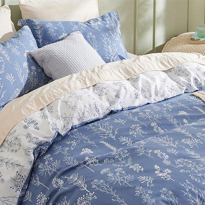 Bedsure Duvet Cover King Size - Reversible Infinity Blue King Duvet Cover Set with Zipper Closure, 3 Pieces Cute Floral Patterned Bedding Set with 8 Corner Ties and 2 Pillow Shams